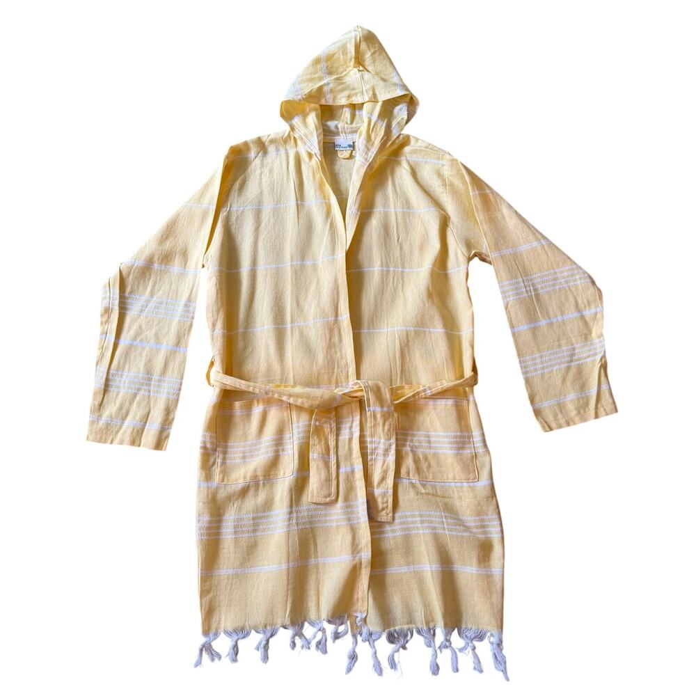 Ata Textiles 100% Turkish Cotton Women's Hooded Belt Cotton Robe Pestemal